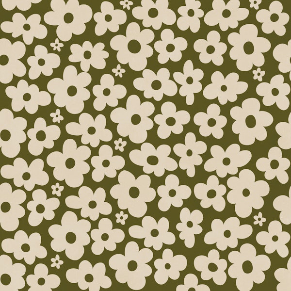 Retro Daisy Blooms Olive