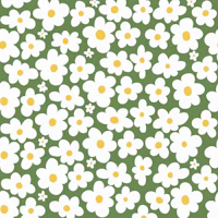 White Daisies on Green tapeet