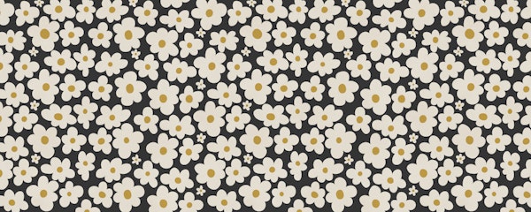 Retro Daisy Scatter Black