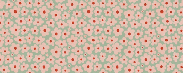 Peach Flowers on Mint Green