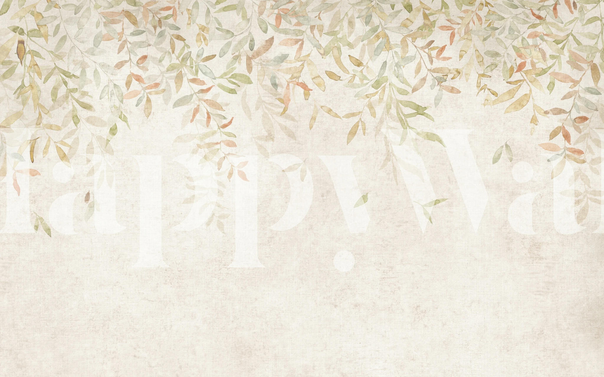 Mediterranean falling leaves wallpaper in a room