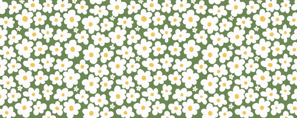 Retro Daisy Meadow Green