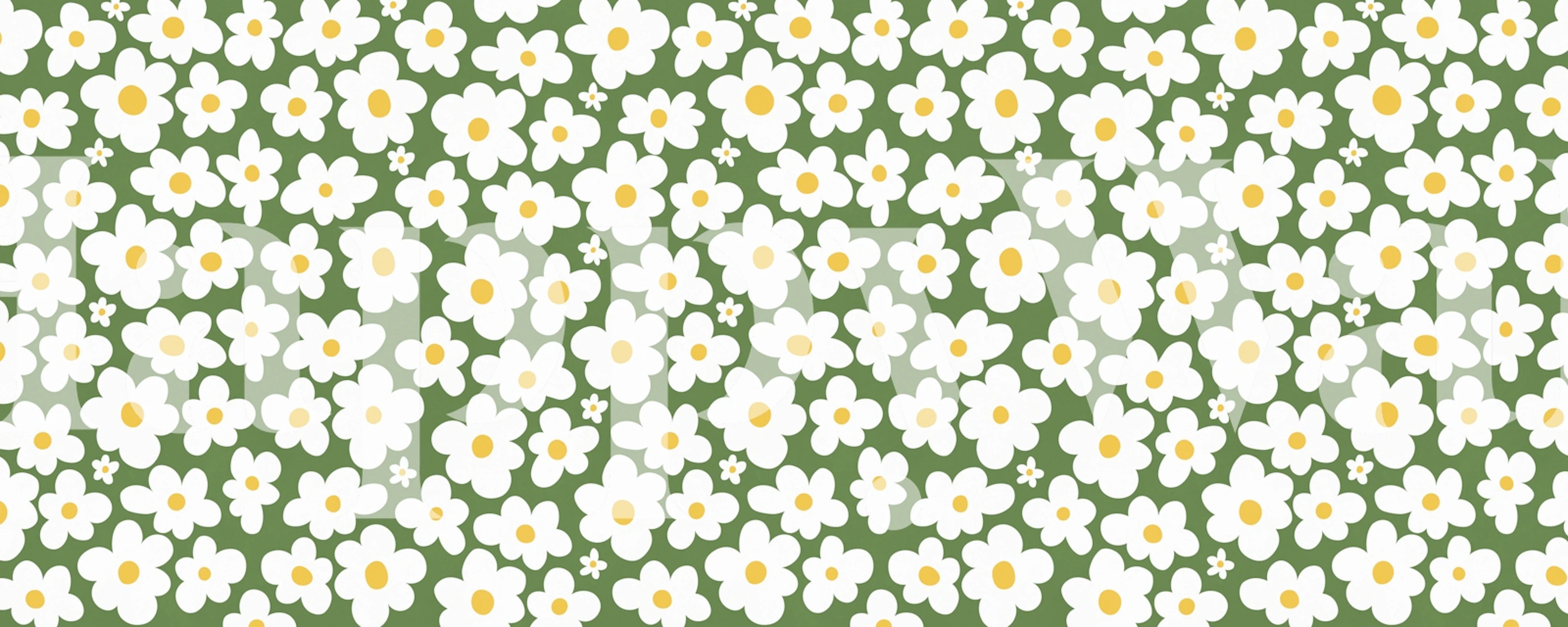 Retro daisy wallpaper in a green room