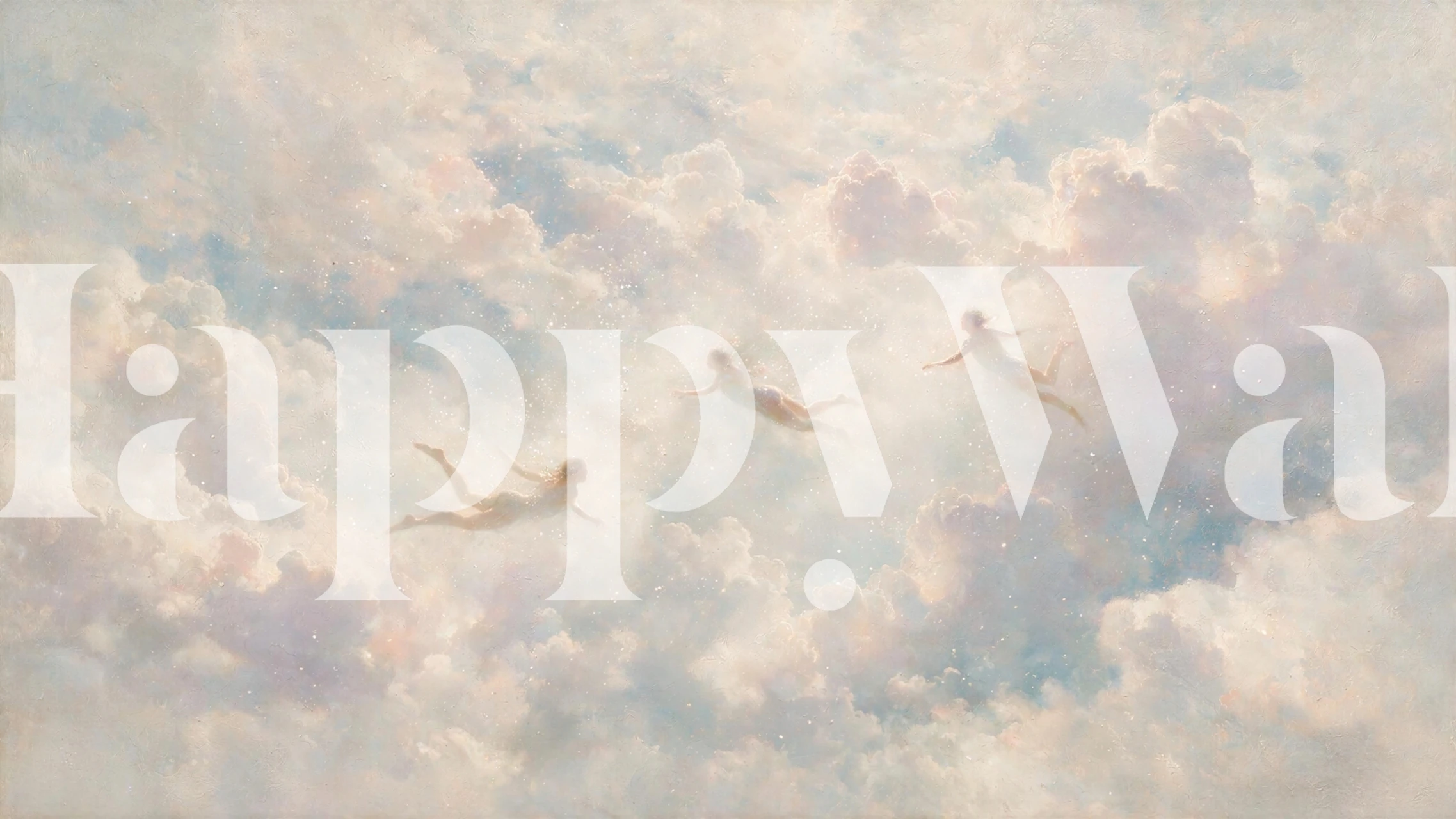 Pastel cloud wallpaper with floating swimmers