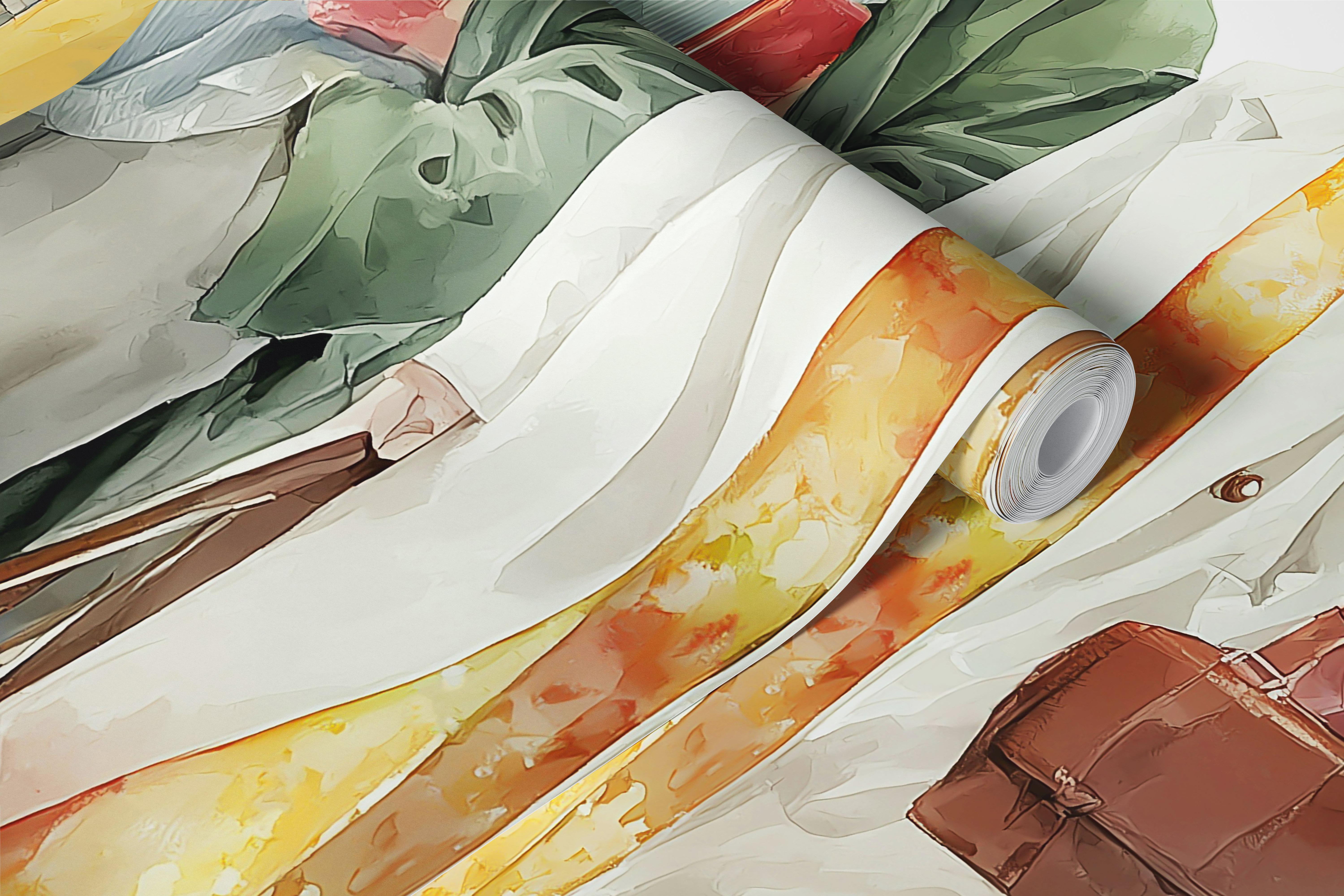 Watercolor rabbit wallpaper in a stylish room (3/10)