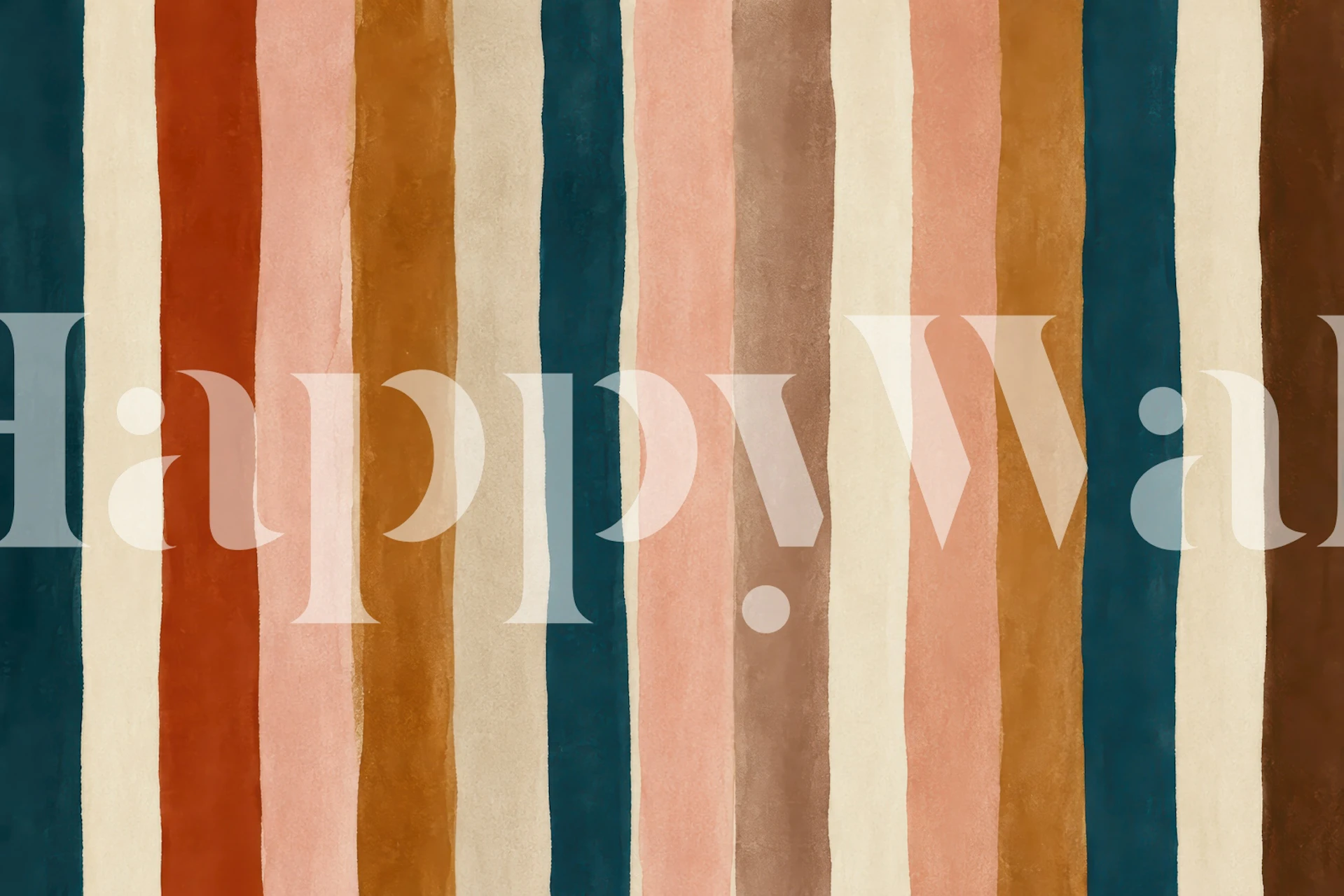 Bohemian stripe wallpaper in a warm toned room