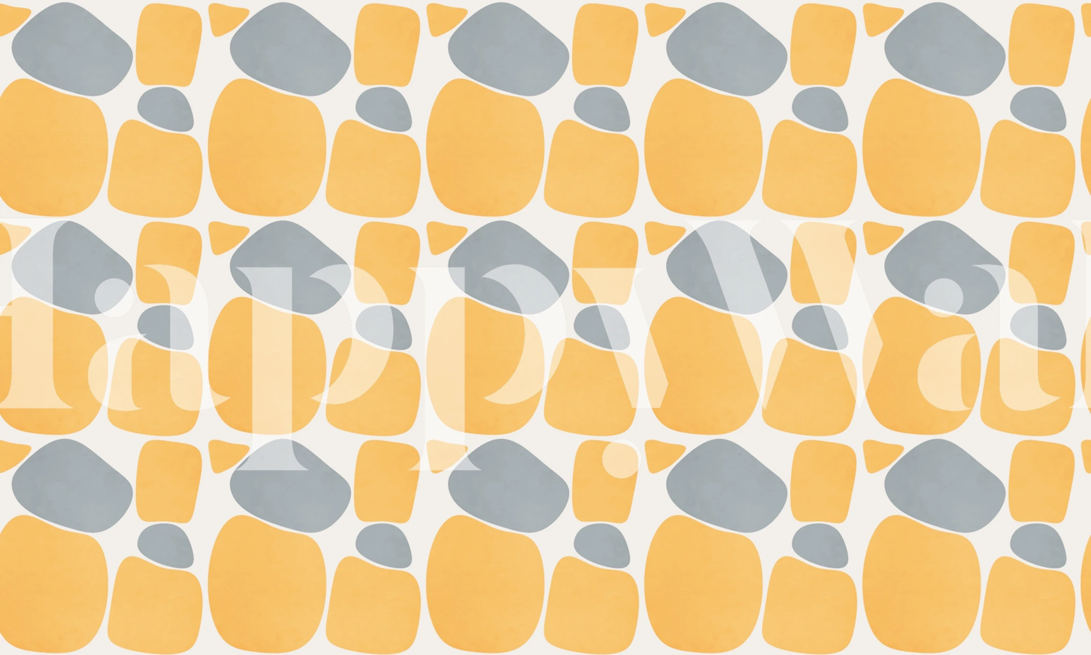 Mid century pebble blocks wallpaper in a room