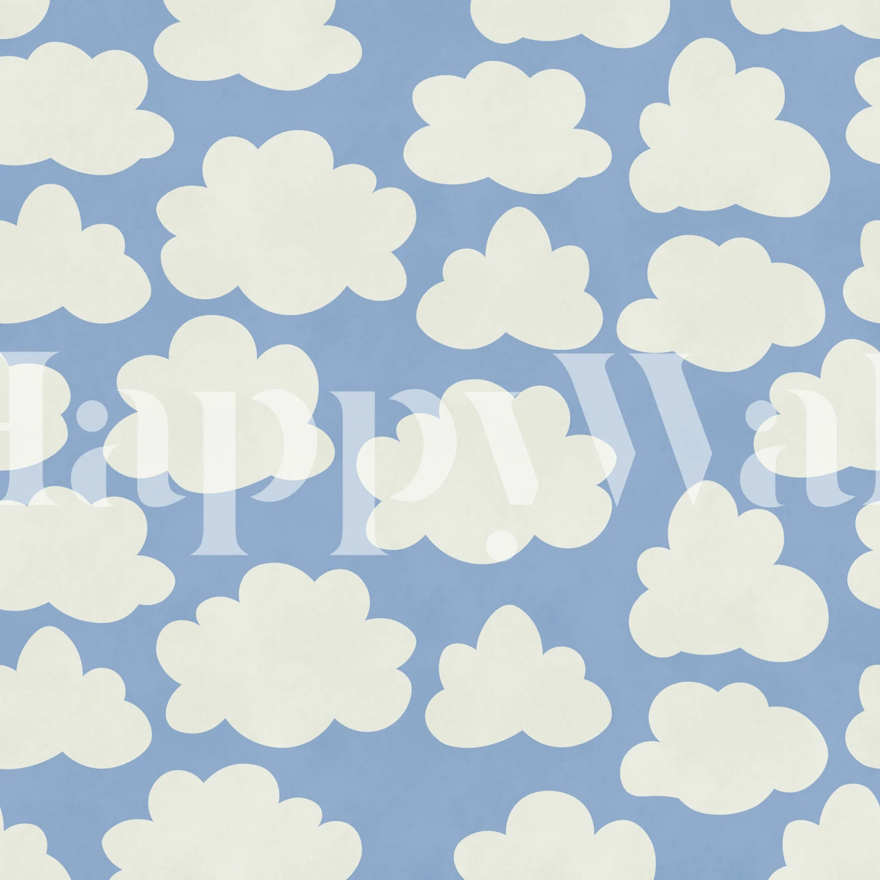Blue cloud wallpaper in a nursery room