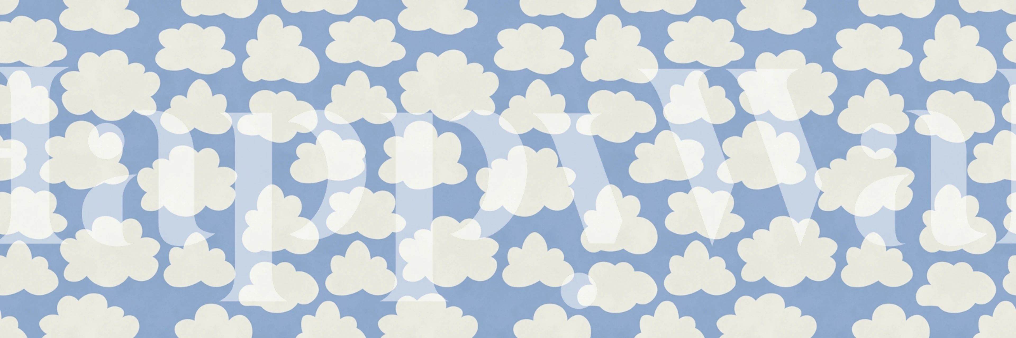 Blue cloud wallpaper in a bright room