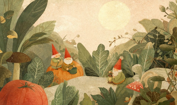 Whimsical Garden Gnomes Mural