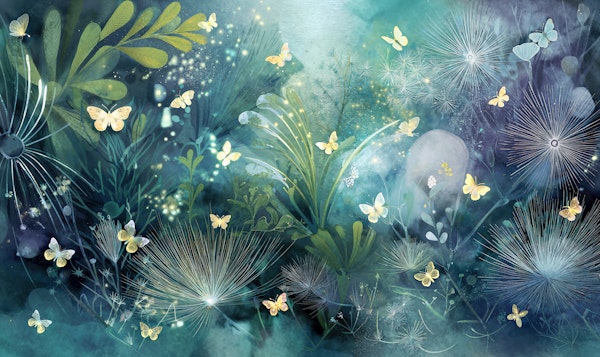 Glowing Butterfly Forest Mural