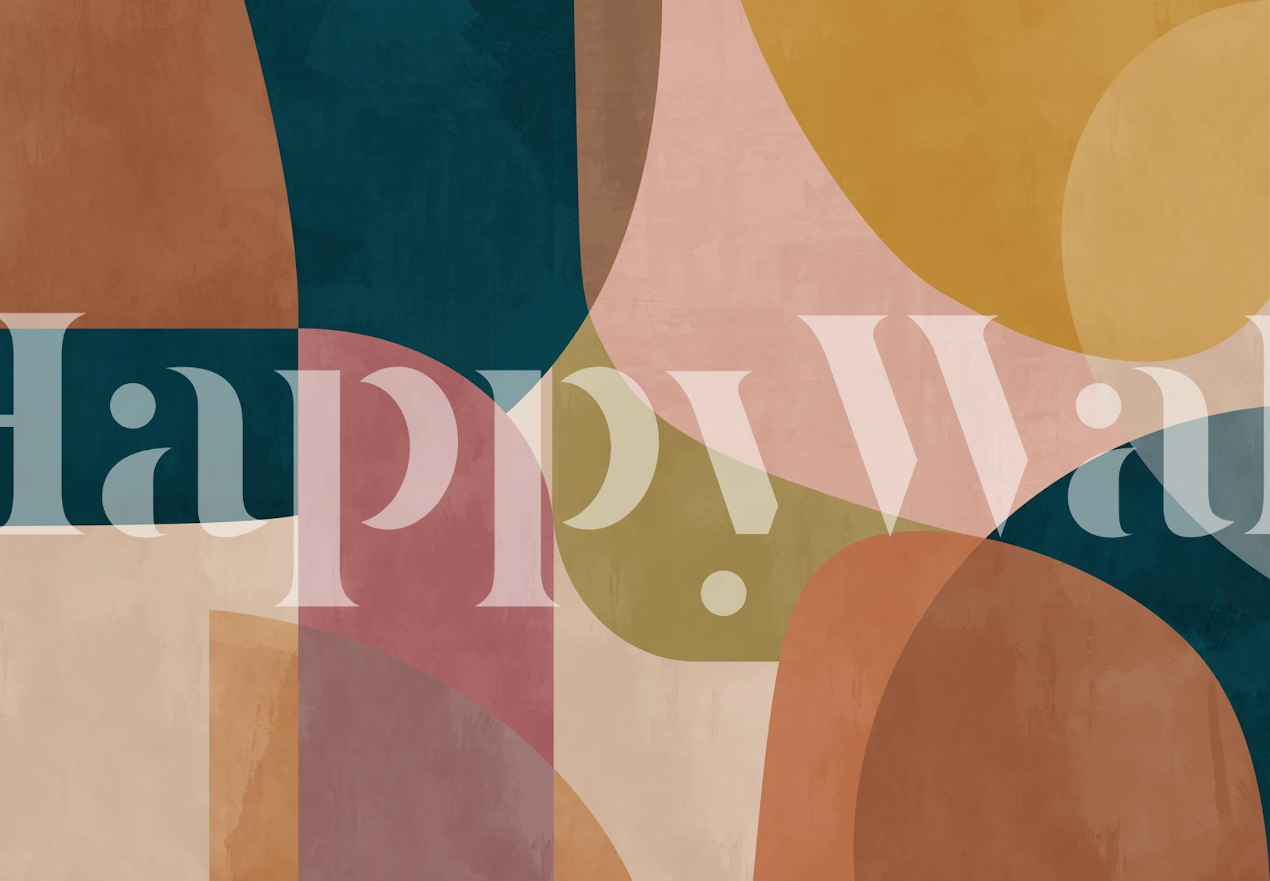 Warm earth tone abstract geometric wallpaper in room