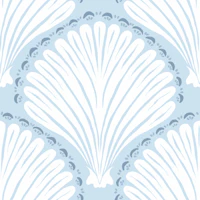 Coastal Seashell Ogee light blue tapetas