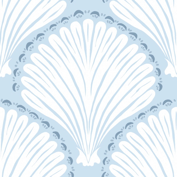 Coastal Seashell Ogee light blue