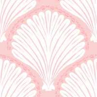 Coastal Seashell Ogee in Pink white tapetas