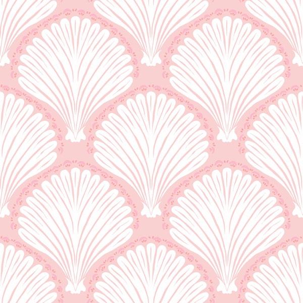 Coastal Seashell Ogee in Pink white