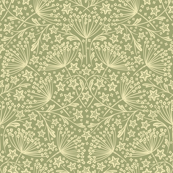 star flower damask sage green