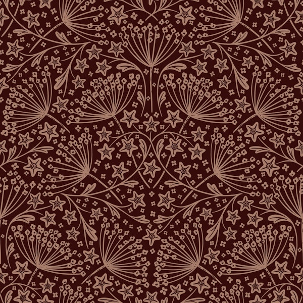 star flower damask dark red