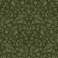 star flower damask dark green wallpaper