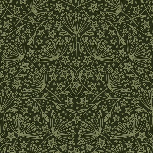 star flower damask dark green