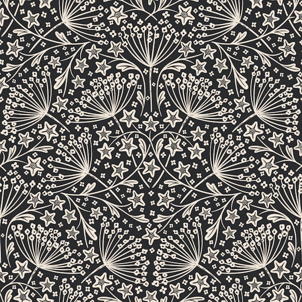 star flower damask dark grey