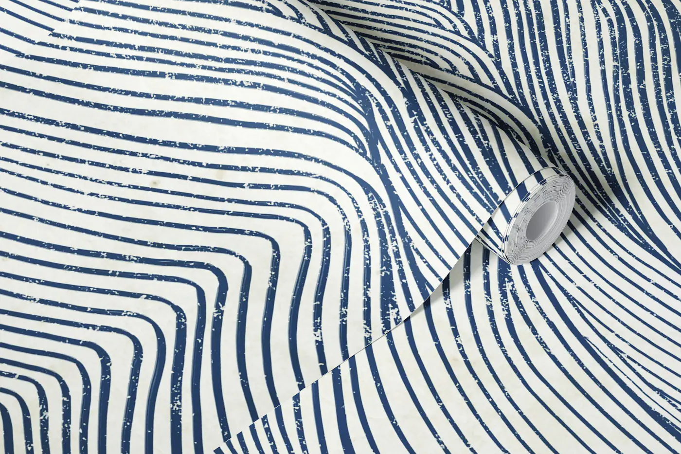 Japandi Blue Waves wallpaper roll