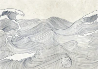 Japandi Blue Waves tapet