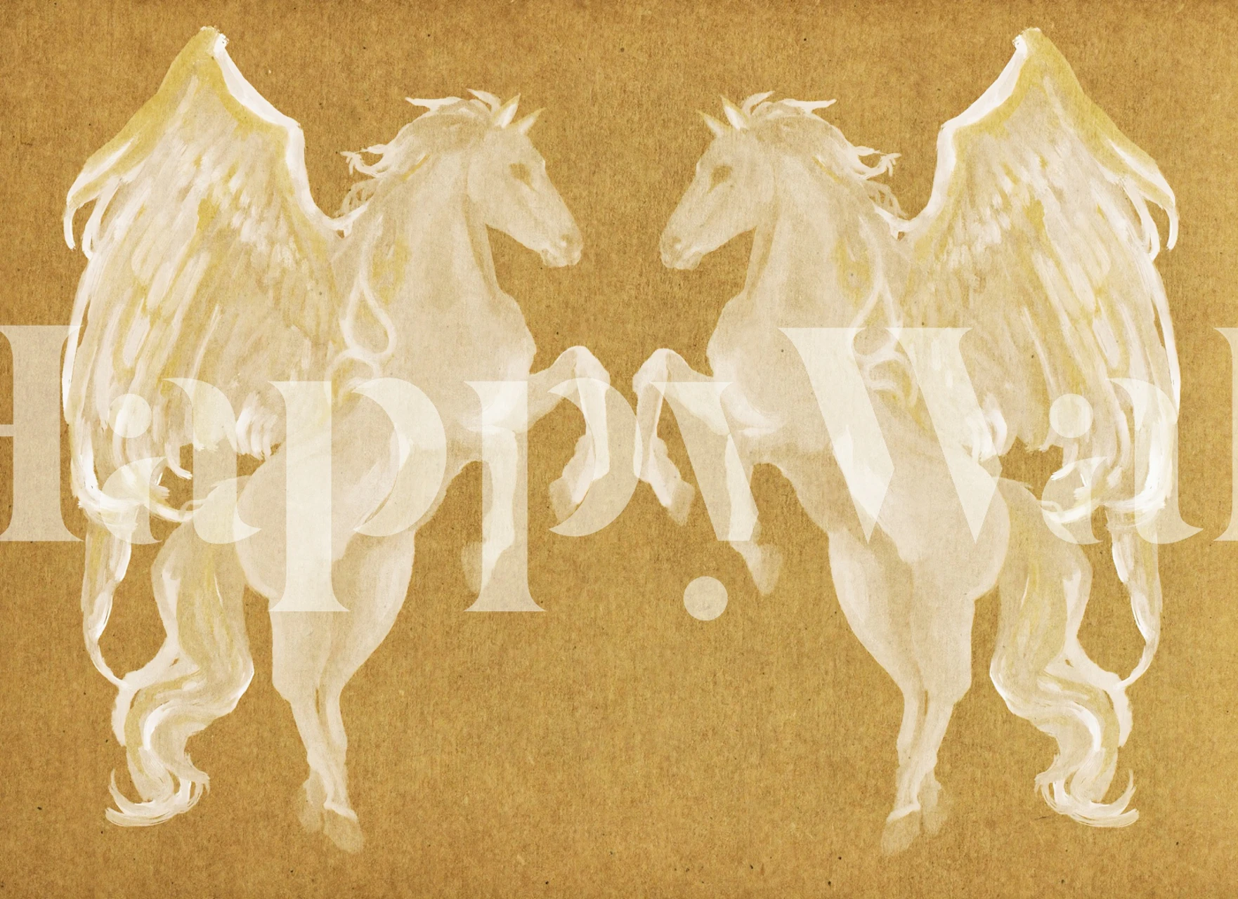 Golden pegasus wallpaper in a room