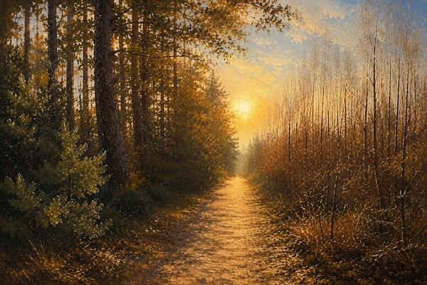 Golden Forest Path Sunrise