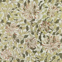 Honeysuckle in Autumn Olive - Arts & Crafts wallpaper