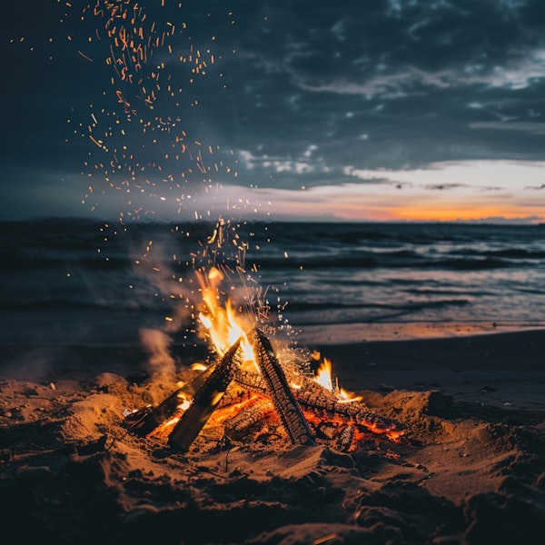 Beach Bonfire at Dusk