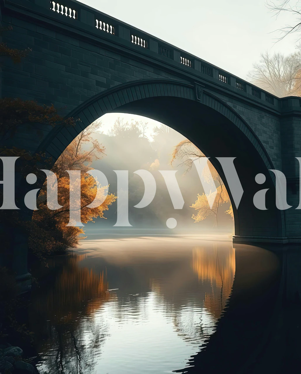 Misty Gothic Bridge Reflection tapeta