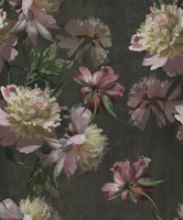 Fine Art Peonies - Faded Charcoal wallpaper
