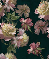 Fine Art Peonies - Teal Cloth wallpaper