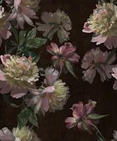 Fine Art Peonies - Espresso Cloth wallpaper