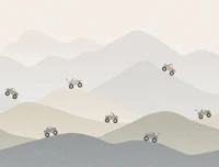 Kids Monster Trucks Mountain Ride - Neutrals wallpaper