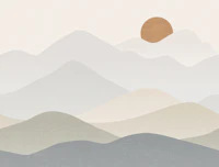 Hazy Mountain Landscape Sunset - Neutral Zen wallpaper