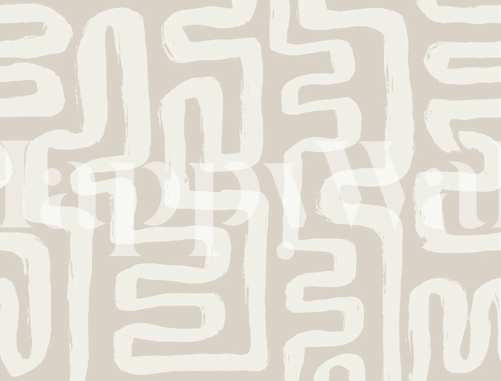 Neutral maze wallpaper in a beige room