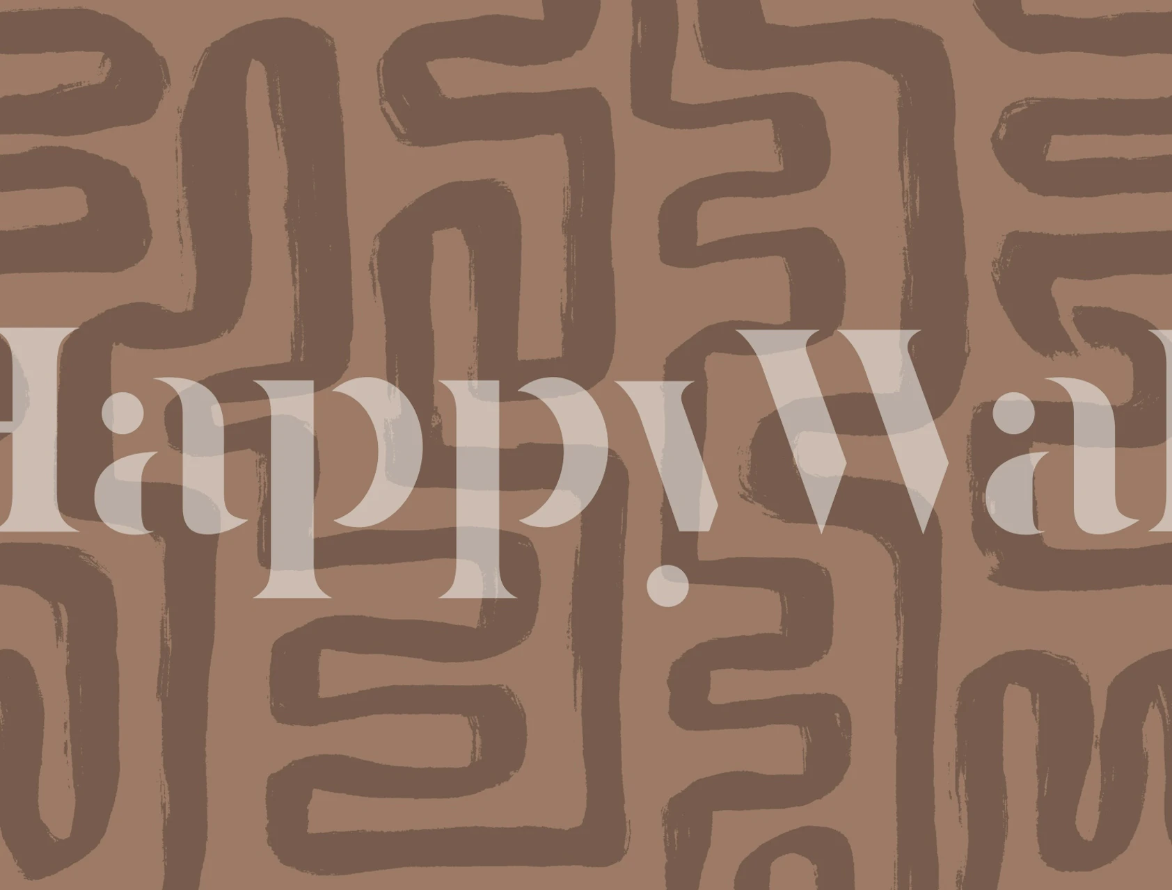 Abstract cactus brown wallpaper in a room