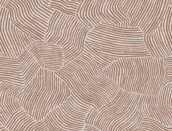 Earthy Brown Japandi Wavy Linework Mosaic
