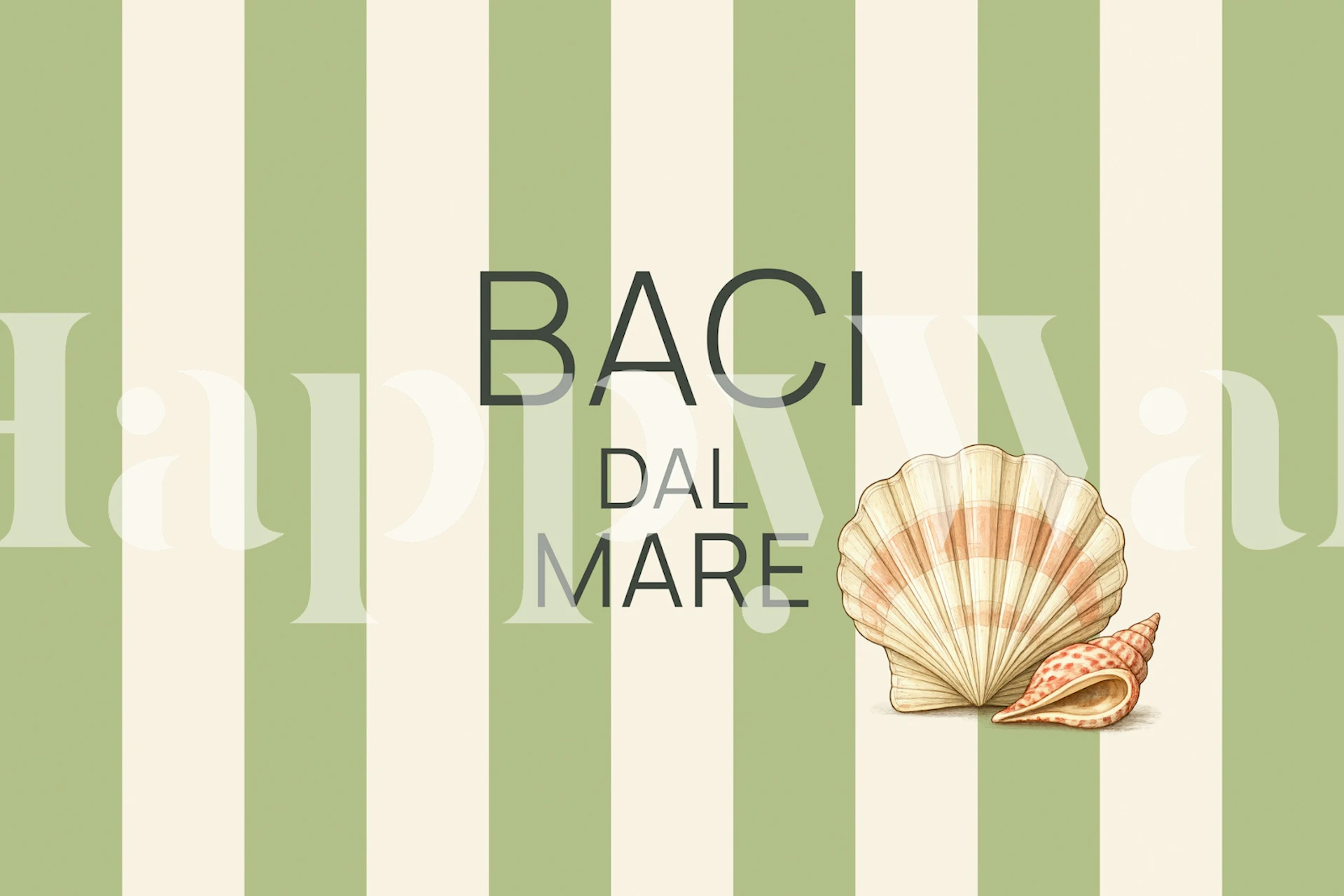 Italian beach quote wallpaper in a styled room