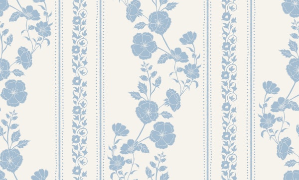 Audrey Scrolling Vine Floral Blue