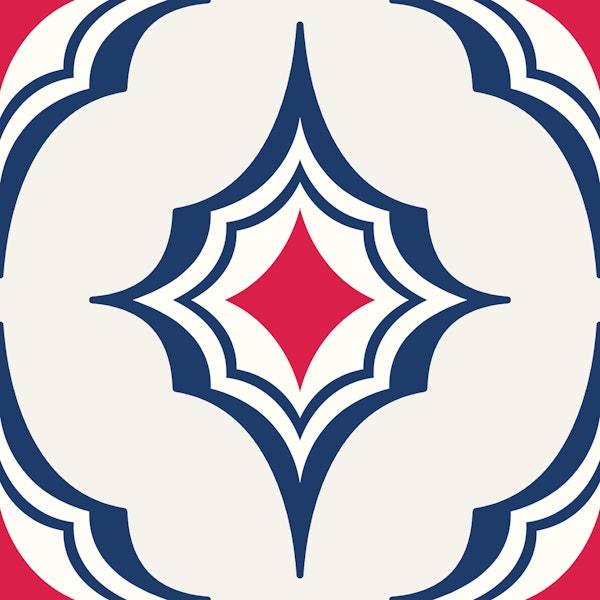 Graphic Navy Red Moroccan Medallion