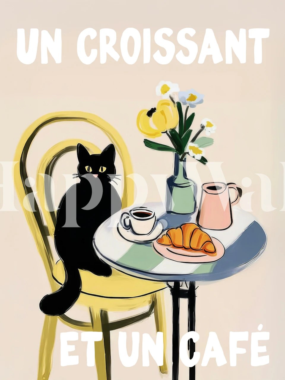 Black cat cafe wallpaper in a dining room