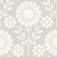 Retro Scandi Daisy Garden - Warm Minimalist tapeet