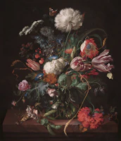 Fine Art Flowers in a Vase - Old World Antique wallpaper