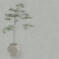 Japandi Tree in Pot - Greige tapet