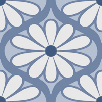 Scandi Retro Flower Moody Blue wallpaper