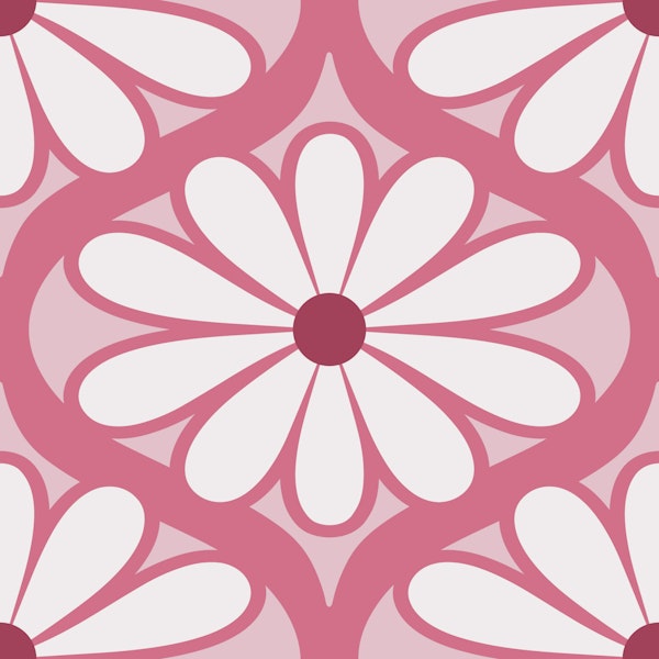 Scandi Retro Flower Moody Pink