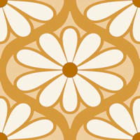 Scandi Retro Flower Moody Yellow wallpaper
